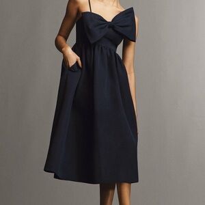 Sachin + Babi Sloan Asymmetric Bow Taffeta A-Line Midi Dress
